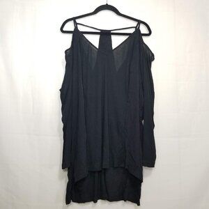 City Chic strappy cold shoulder top black size L